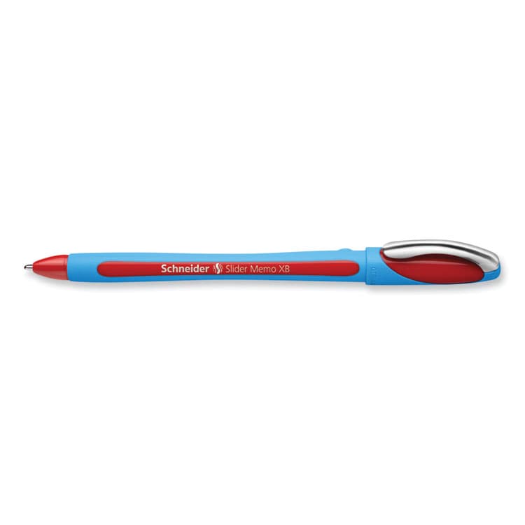SCHNEIDER Slider Memo XB Ballpoint Pen, Stick, Extra-Bold 1.4 mm, Red Ink, Red/Light Blue Barrel, 10/Box (RED150202) thumbnail 4
