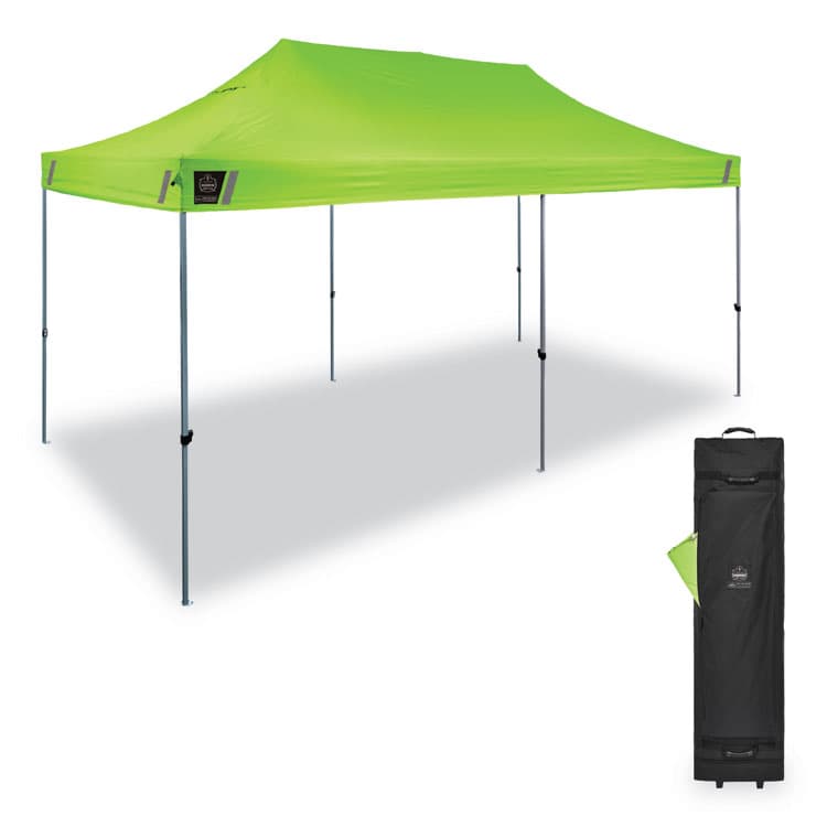 ERGODYNE CORPORATION Shax 6015 Heavy-Duty Pop-Up Tent, Single Skin, 10 ft x 20 ft, Polyester/Steel, Lime (EGO12915)