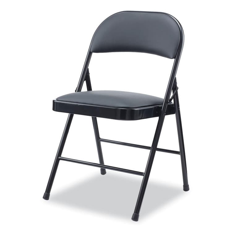 ALERA Alera PU Padded Folding Chair, Supports Up to 250 lb, Black Seat, Black Back, Black Base, 4/Carton (ALECA9416) thumbnail 2