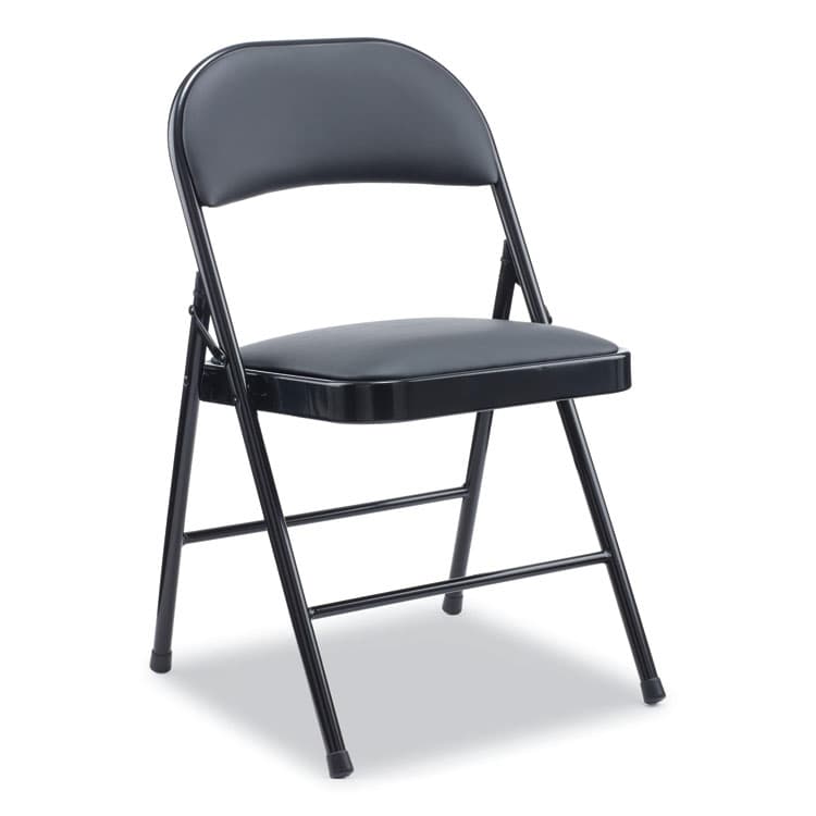 ALERA Alera PU Padded Folding Chair, Supports Up to 250 lb, Black Seat, Black Back, Black Base, 4/Carton (ALECA9416)
