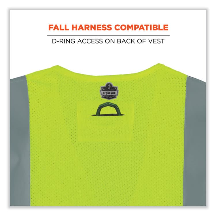 ERGODYNE CORPORATION GloWear 8263FRHL Class 2 FR Safety Economy Hook and Loop Vest, Modacrylic Mesh/Cotton, Small/Medium, Lime (EGO21863) thumbnail 4