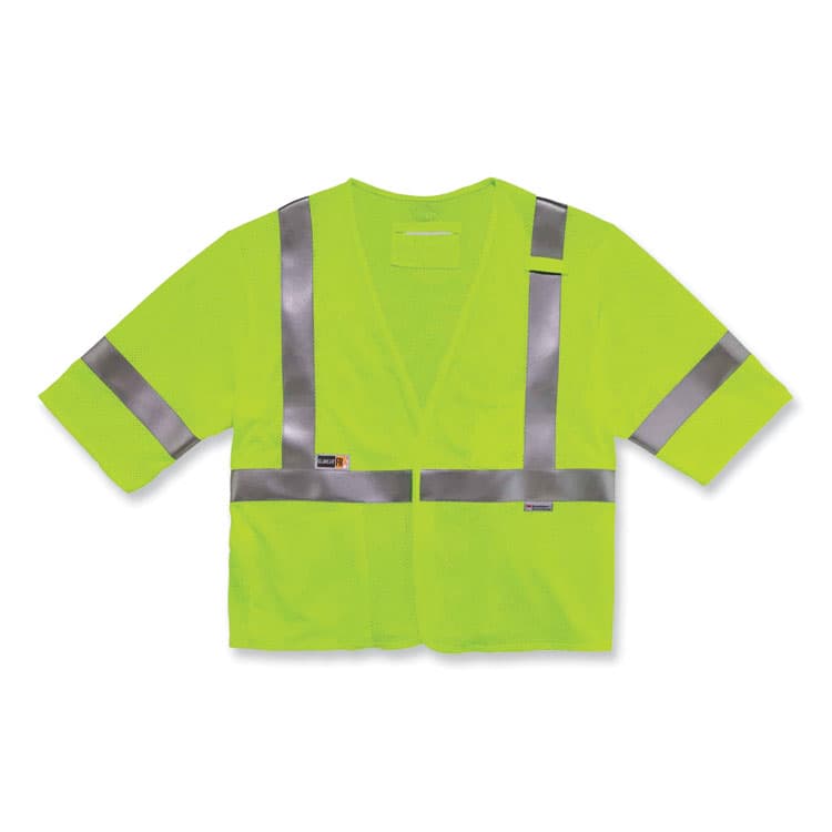 ERGODYNE CORPORATION GloWear 8356FRHL Class 3 FR Hook and Loop Safety Vest with Sleeves, Modacrylic, Small/Medium, Lime (EGO22213) thumbnail 2