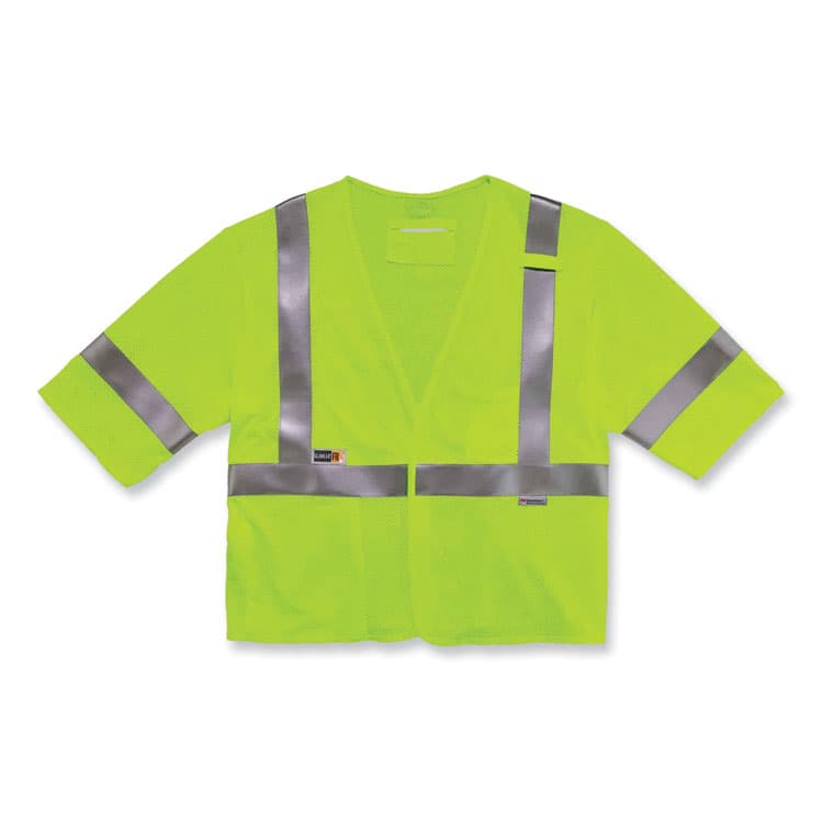 ERGODYNE CORPORATION GloWear 8356FRHL Class 3 FR Hook and Loop Safety Vest with Sleeves, Modacrylic, Large/X-Large, Lime (EGO22215) thumbnail 2