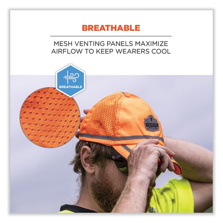 ERGODYNE CORPORATION GloWear 8930 Hi-Vis Baseball Cap, Polyester, One Size Fits Most, Orange (EGO23238) thumbnail 4