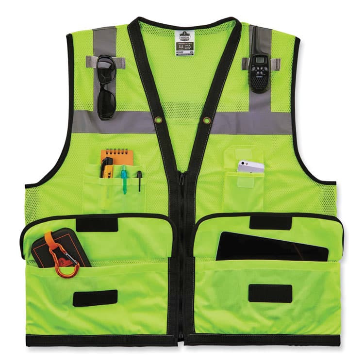 ERGODYNE CORPORATION GloWear 8253HDZ Class 2 Heavy-Duty Mesh Surveyors Vest, Polyester, Small/Medium, Lime (EGO23323) thumbnail 3