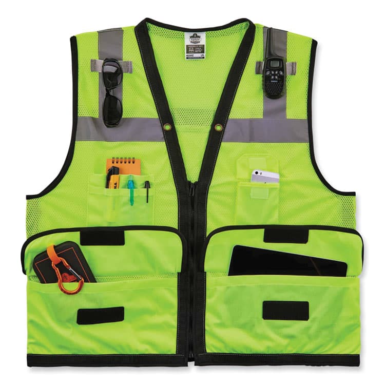 ERGODYNE CORPORATION GloWear 8253HDZ Class 2 Heavy-Duty Mesh Surveyors Vest, Polyester, Large/X-Large, Lime (EGO23325) thumbnail 3