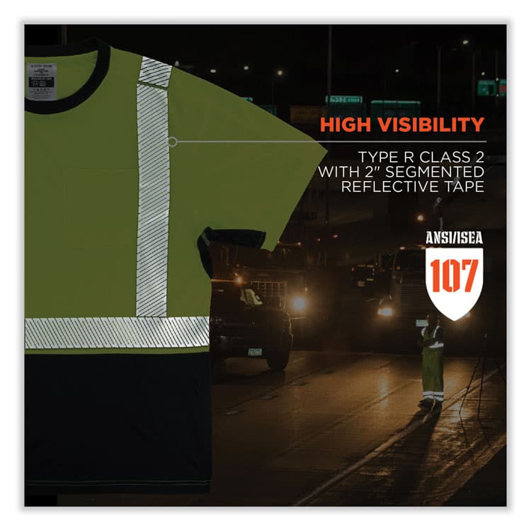 ERGODYNE CORPORATION GloWear 8283BK Class 2 Lightweight Performance Hi-Vis T-Shirt, Polyester, X-Large, Lime (EGO23505) thumbnail 4