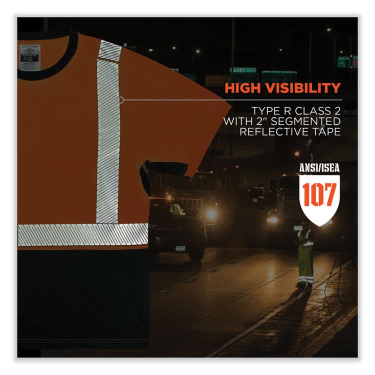 ERGODYNE CORPORATION GloWear 8283BK Class 2 Lightweight Performance Hi-Vis T-Shirt, Polyester, X-Large, Orange (EGO23515) thumbnail 4