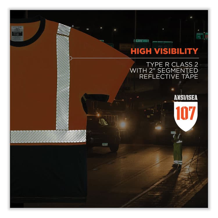 ERGODYNE CORPORATION GloWear 8283BK Class 2 Lightweight Performance Hi-Vis T-Shirt, Polyester, 5X-Large, Orange (EGO23519) thumbnail 4