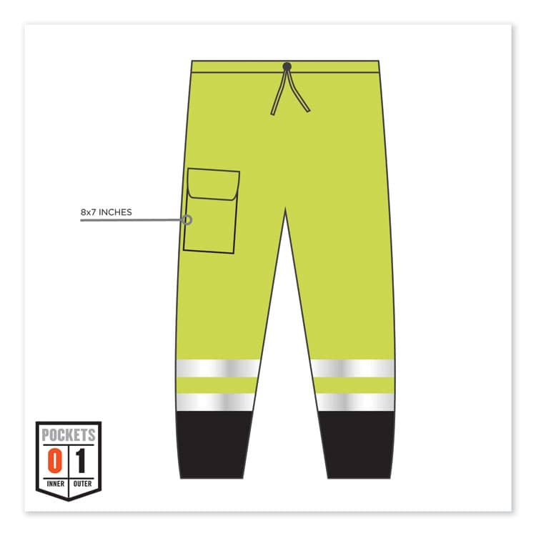 ERGODYNE CORPORATION GloWear 8910BK Class E Hi-Vis Pants with Black Bottom, Polyester, Small/Medium, Lime (EGO23953) thumbnail 4