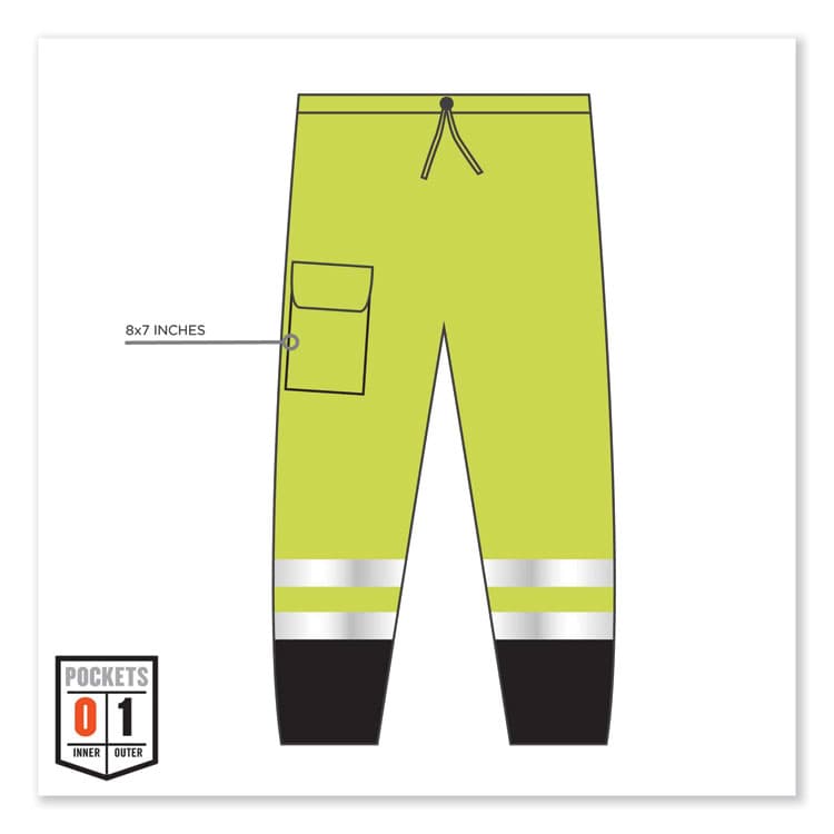 ERGODYNE CORPORATION GloWear 8910BK Class E Hi-Vis Pants with Black Bottom, Polyester, 2X-Large/3X-Large, Lime (EGO23957) thumbnail 4