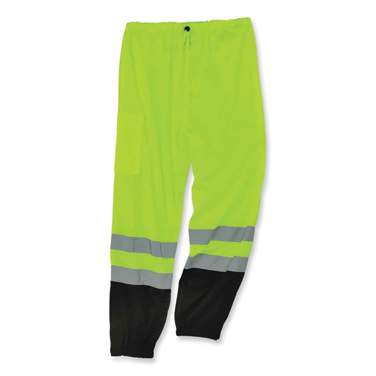 ERGODYNE CORPORATION GloWear 8910BK Class E Hi-Vis Pants with Black Bottom, Polyester, 2X-Large/3X-Large, Lime (EGO23957)