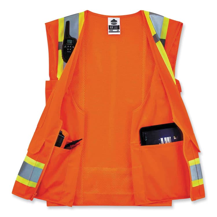 ERGODYNE CORPORATION GloWear 8248Z Class 2 Two-Tone Surveyors Zipper Vest, Polyester, 2X-Large/3X-Large, Orange (EGO24067) thumbnail 3