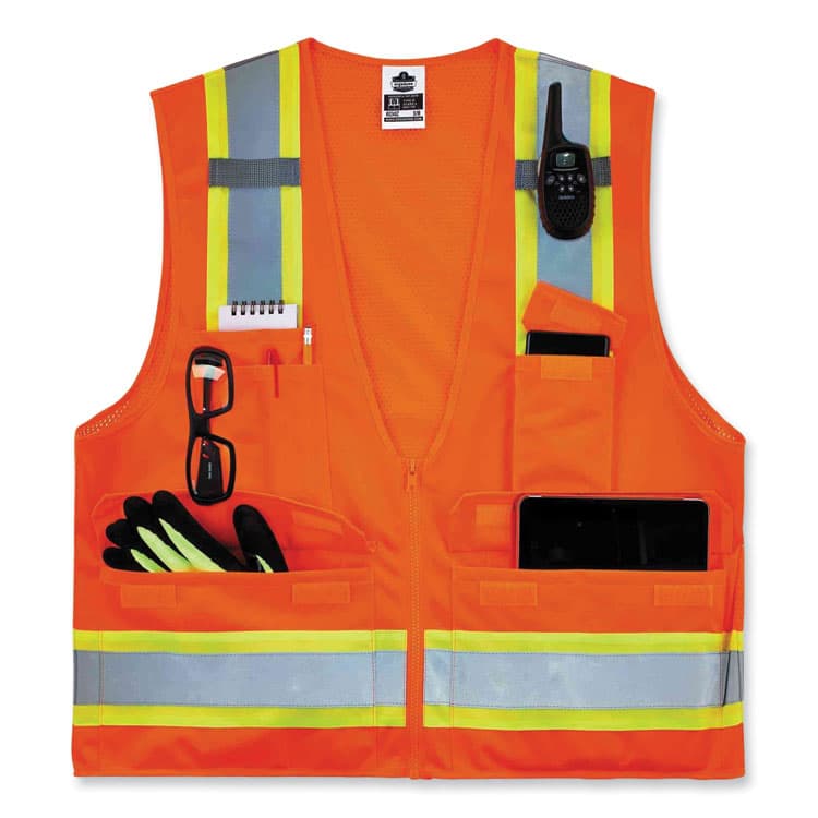 ERGODYNE CORPORATION GloWear 8248Z Class 2 Two-Tone Surveyors Zipper Vest, Polyester, 4X-Large/5X-Large, Orange (EGO24069) thumbnail 4