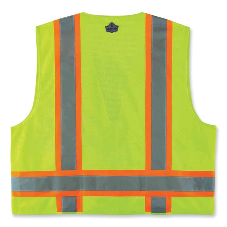 ERGODYNE CORPORATION GloWear 8248Z Class 2 Two-Tone Surveyors Zipper Vest, Polyester, Large/X-Large, Lime (EGO24075) thumbnail 2