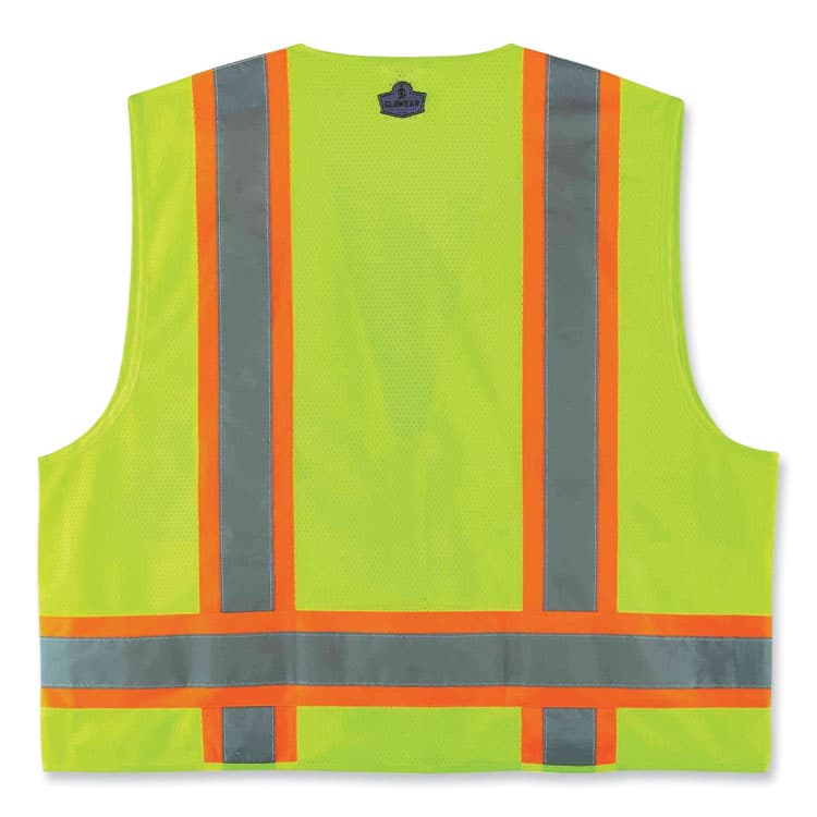 ERGODYNE CORPORATION GloWear 8248Z Class 2 Two-Tone Surveyors Zipper Vest, Polyester, 4X-Large/5X-Large, Lime (EGO24079) thumbnail 2