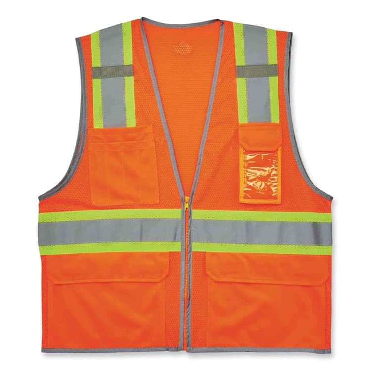 ERGODYNE CORPORATION GloWear 8246Z Class 2 Two-Tone Mesh Reflective Binding Zipper Vest, Polyester, 2X-Large/3X-Large, Orange (EGO24137)