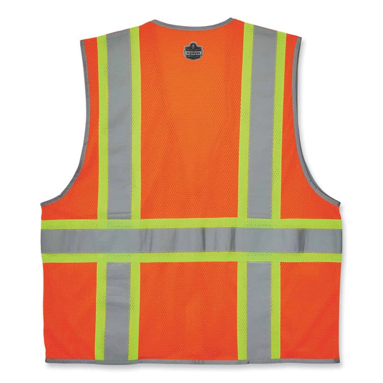 ERGODYNE CORPORATION GloWear 8246Z Class 2 Two-Tone Mesh Reflective Binding Zipper Vest, Polyester, 4X-Large/5X-Large, Orange (EGO24139) thumbnail 3
