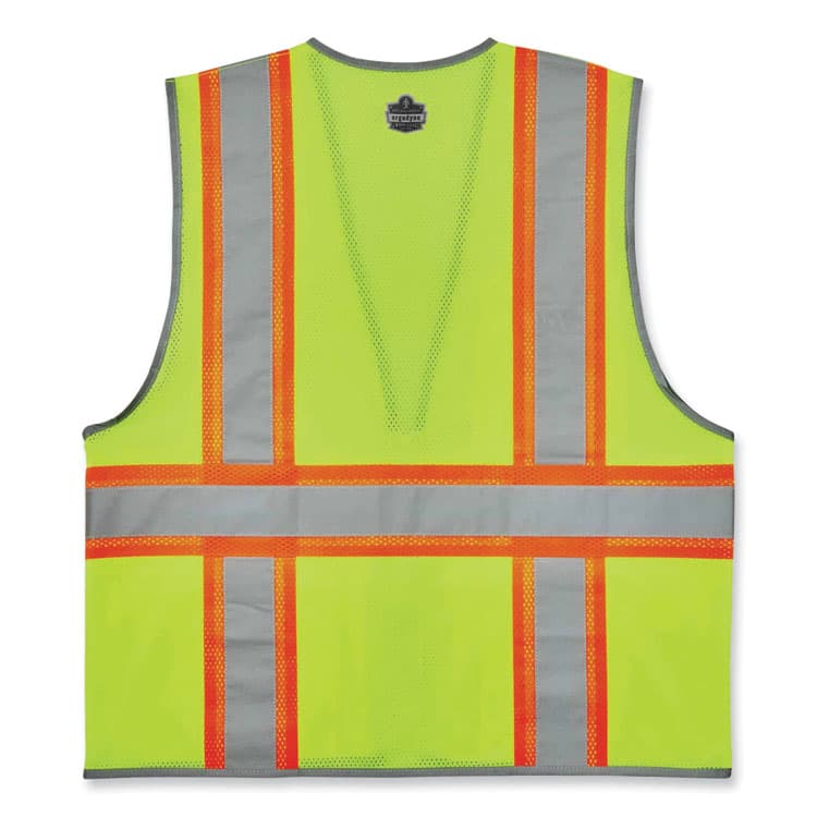ERGODYNE CORPORATION GloWear 8246Z Class 2 Two-Tone Mesh Reflective Binding Zipper Vest, Polyester, 4X-Large/5X-Large, Lime (EGO24149) thumbnail 2