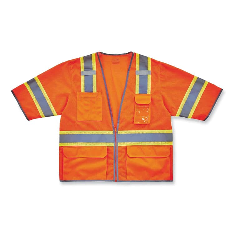 ERGODYNE CORPORATION GloWear 8346Z Class 3 Two-Tone Hi-Vis Surveyor Zipper Vest, Small/Medium, Orange (EGO24153) thumbnail 2