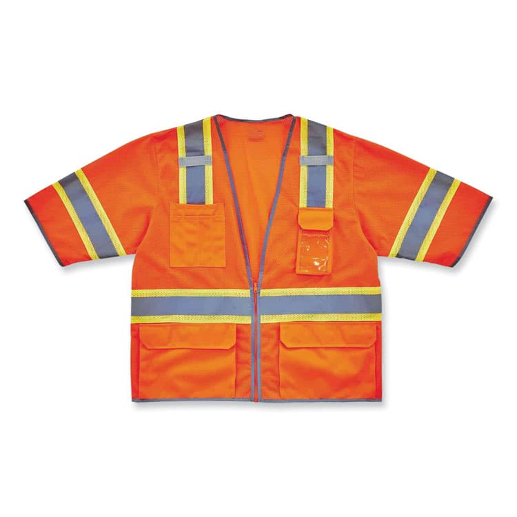 ERGODYNE CORPORATION GloWear 8346Z Class 3 Two-Tone Hi-Vis Surveyor Zipper Vest, Large/X-Large, Orange (EGO24155) thumbnail 2