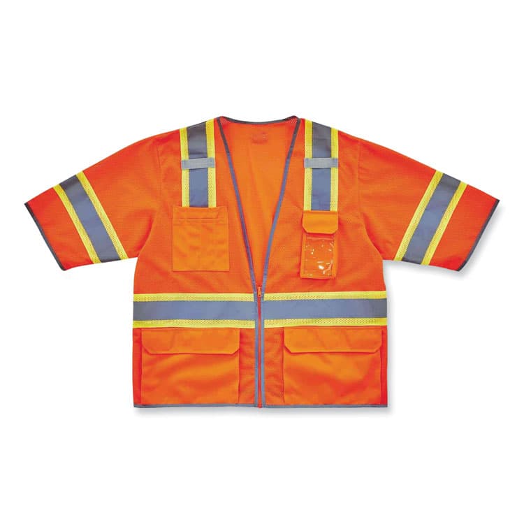 ERGODYNE CORPORATION GloWear 8346Z Class 3 Two-Tone Hi-Vis Surveyor Zipper Vest, 2X-Large/3X-Large, Orange (EGO24157) thumbnail 2
