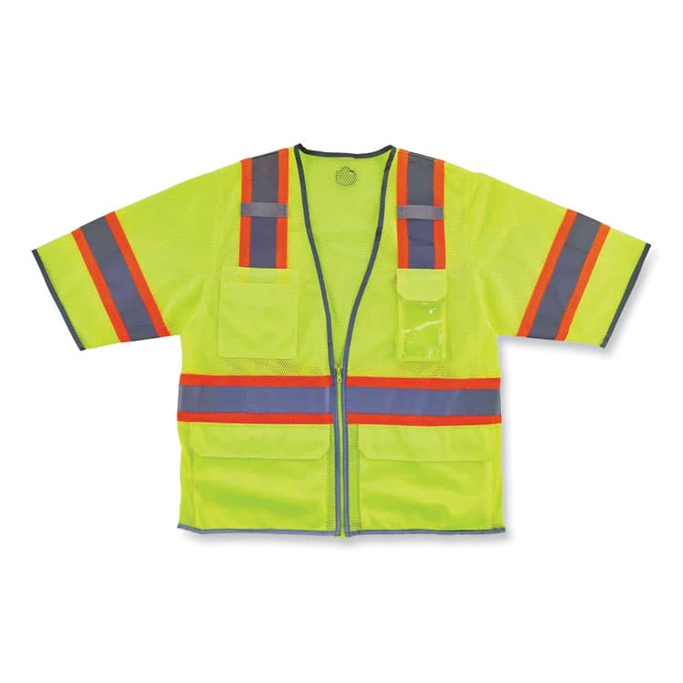 ERGODYNE CORPORATION GloWear 8346Z Class 3 Two-Tone Hi-Vis Surveyor Zipper Vest, Large/X-Large, Lime (EGO24165) thumbnail 2