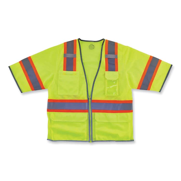 ERGODYNE CORPORATION GloWear 8346Z Class 3 Two-Tone Hi-Vis Surveyor Zipper Vest, 2X-Large/3X-Large, Lime (EGO24167) thumbnail 2