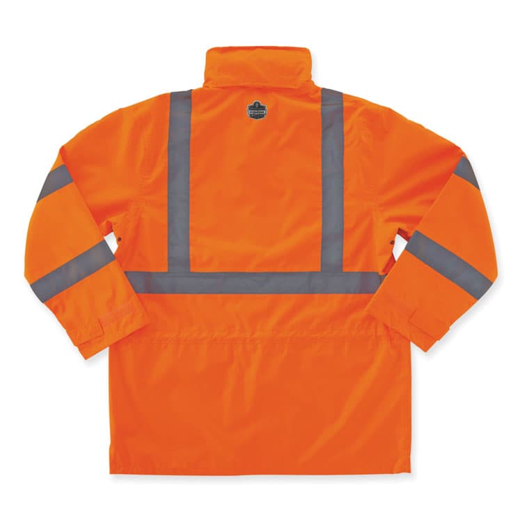 ERGODYNE CORPORATION GloWear 8365 Class 3 Hi-Vis Rain Jacket, Polyester, X-Large, Orange (EGO24315) thumbnail 2