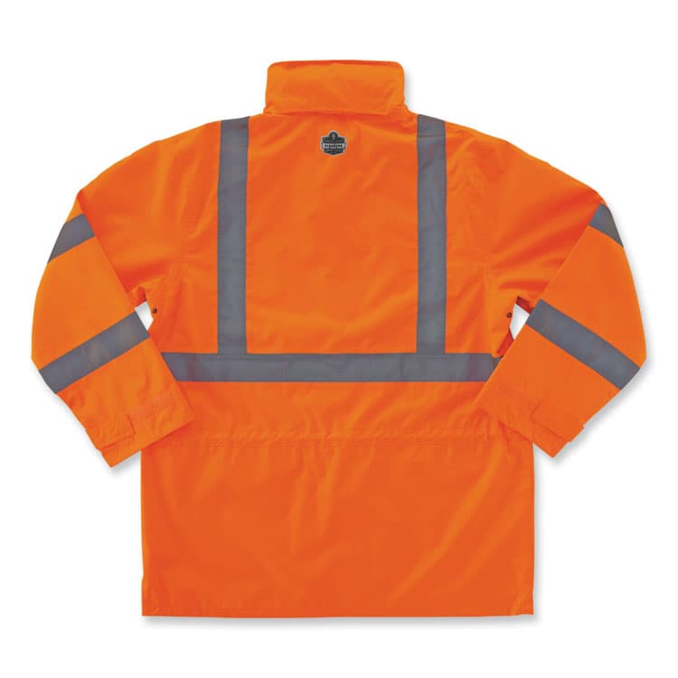 ERGODYNE CORPORATION GloWear 8365 Class 3 Hi-Vis Rain Jacket, Polyester, 4X-Large, Orange (EGO24318) thumbnail 2
