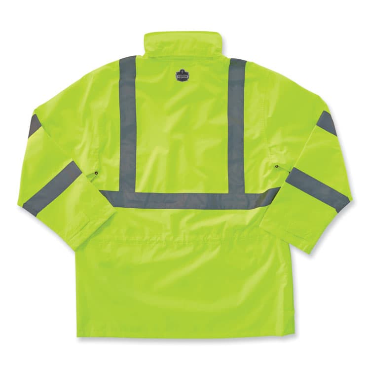 ERGODYNE CORPORATION GloWear 8365 Class 3 Hi-Vis Rain Jacket, Polyester, X-Large, Lime (EGO24325) thumbnail 2