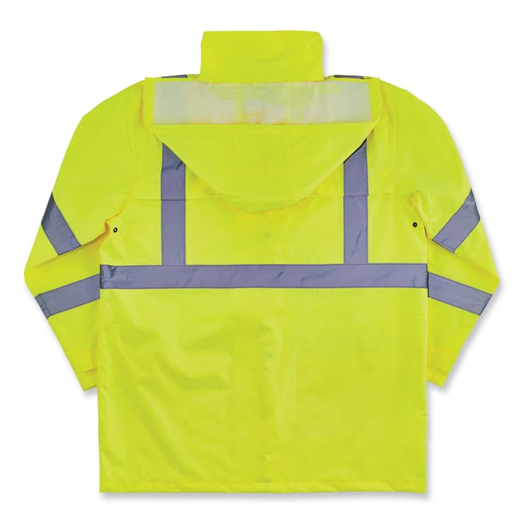 ERGODYNE CORPORATION GloWear 8366 Class 3 Lightweight Hi-Vis Rain Jacket, Polyester, Small, Lime (EGO24332) thumbnail 2