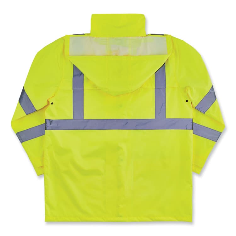 ERGODYNE CORPORATION GloWear 8366 Class 3 Lightweight Hi-Vis Rain Jacket, Polyester, X-Large, Lime (EGO24335) thumbnail 2