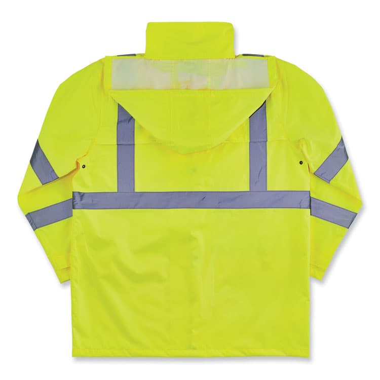 ERGODYNE CORPORATION GloWear 8366 Class 3 Lightweight Hi-Vis Rain Jacket, Polyester, 4X-Large, Lime (EGO24338) thumbnail 2