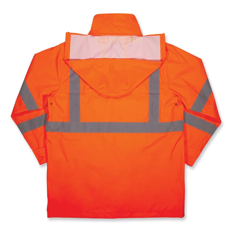 ERGODYNE CORPORATION GloWear 8366 Class 3 Lightweight Hi-Vis Rain Jacket, Polyester, Medium, Orange (EGO24363) thumbnail 2