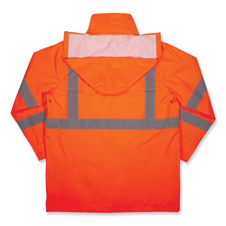 ERGODYNE CORPORATION GloWear 8366 Class 3 Lightweight Hi-Vis Rain Jacket, Polyester, 2X-Large, Orange (EGO24366) thumbnail 2