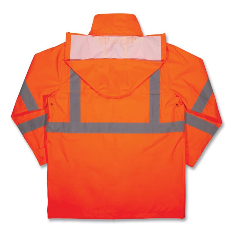 ERGODYNE CORPORATION GloWear 8366 Class 3 Lightweight Hi-Vis Rain Jacket, Polyester, 3X-Large, Orange (EGO24367) thumbnail 2
