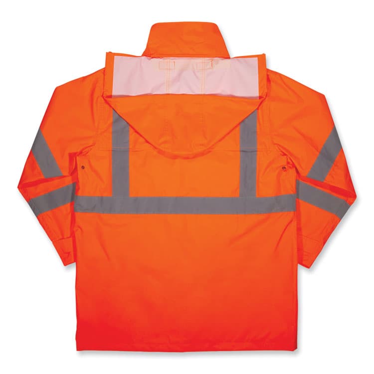 ERGODYNE CORPORATION GloWear 8366 Class 3 Lightweight Hi-Vis Rain Jacket, Polyester, 4X-Large, Orange (EGO24368) thumbnail 2