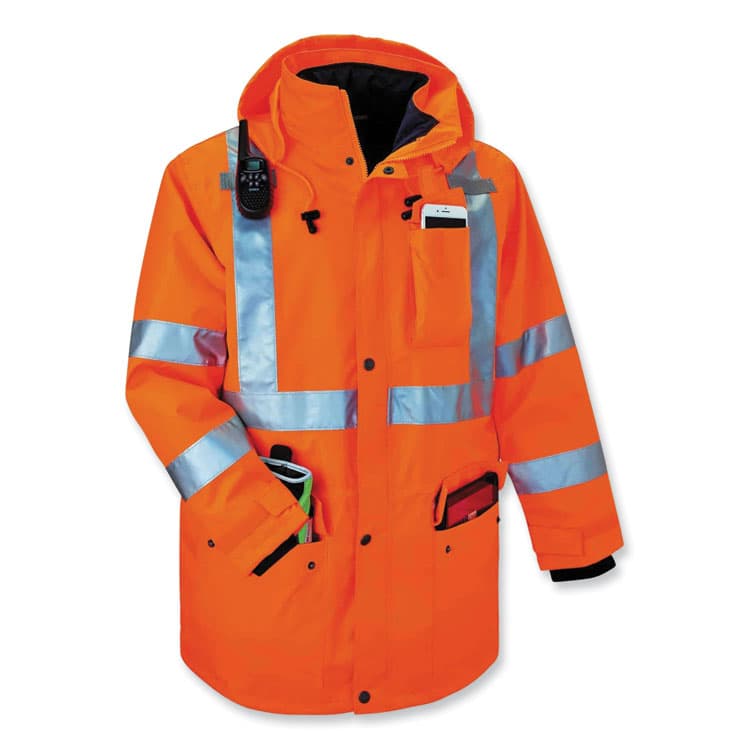 ERGODYNE CORPORATION GloWear 8385 Class 3 Hi-Vis 4-in-1 Jacket, Medium, Orange (EGO24373) thumbnail 4
