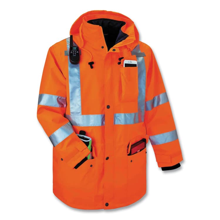ERGODYNE CORPORATION GloWear 8385 Class 3 Hi-Vis 4-in-1 Jacket, 3X-Large, Orange (EGO24377) thumbnail 4