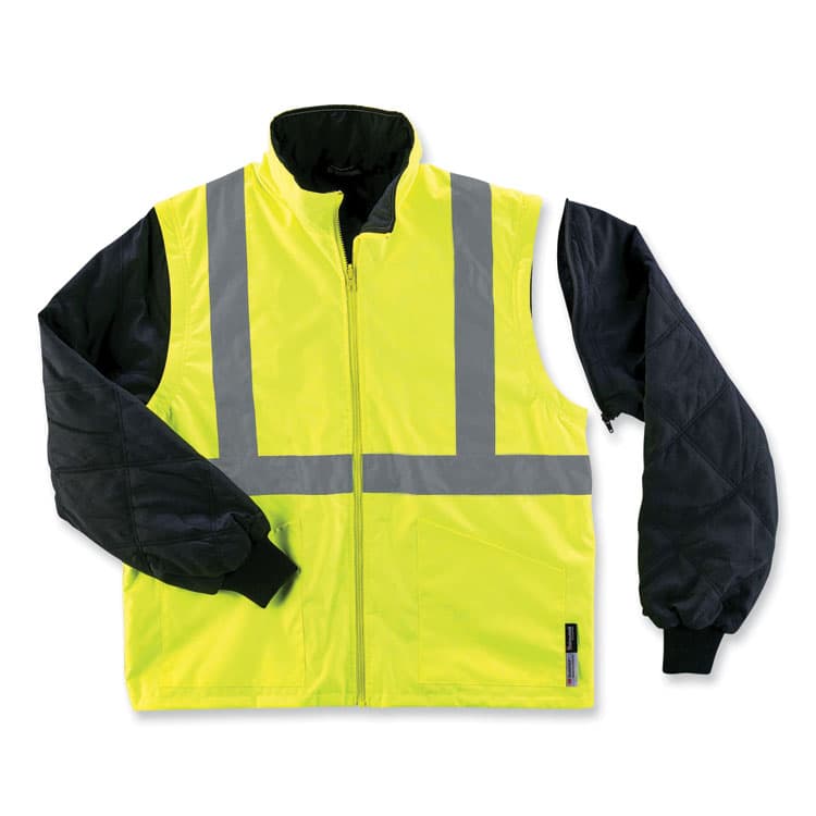 ERGODYNE CORPORATION GloWear 8385 Class 3 Hi-Vis 4-in-1 Jacket, Large, Lime (EGO24384) thumbnail 3