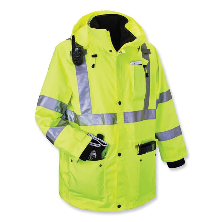 ERGODYNE CORPORATION GloWear 8385 Class 3 Hi-Vis 4-in-1 Jacket, X-Large, Lime (EGO24385) thumbnail 4