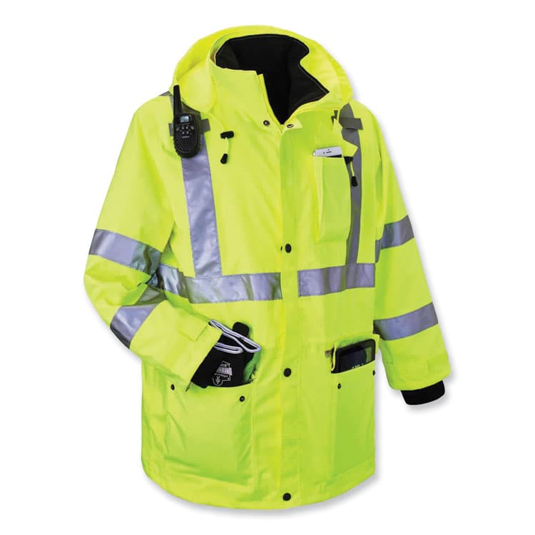ERGODYNE CORPORATION GloWear 8385 Class 3 Hi-Vis 4-in-1 Jacket, 2X-Large, Lime (EGO24386) thumbnail 4