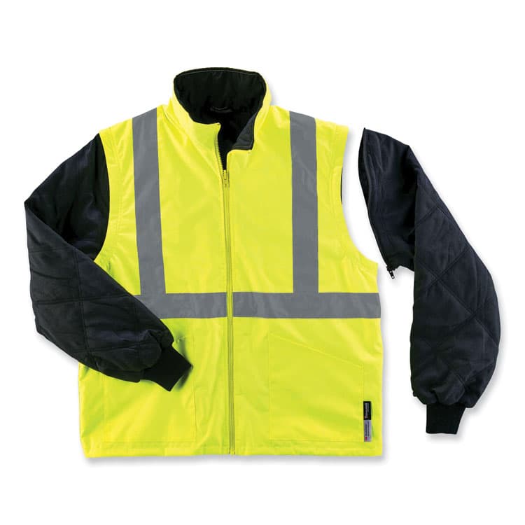 ERGODYNE CORPORATION GloWear 8385 Class 3 Hi-Vis 4-in-1 Jacket, 3X-Large, Lime (EGO24387) thumbnail 3