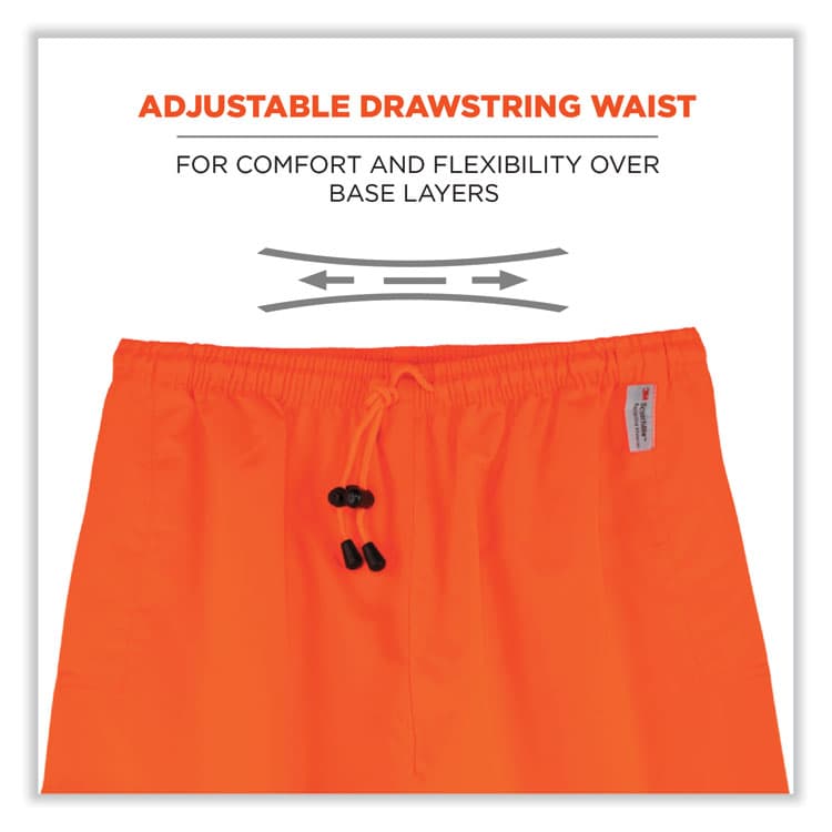ERGODYNE CORPORATION GloWear 8915 Class E Hi-Vis Rain Pants, 2X-Large, Orange (EGO24416) thumbnail 4