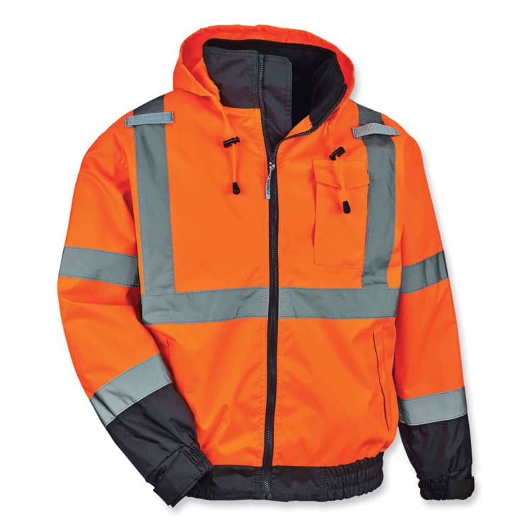 ERGODYNE CORPORATION GloWear 8379 Class 3 Hi-Vis Fleece Lined Bomber Jacket, Orange, Large (EGO24464) thumbnail 2