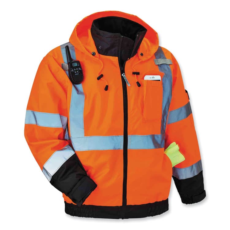 ERGODYNE CORPORATION GloWear 8379 Class 3 Hi-Vis Fleece Lined Bomber Jacket, Orange, Large (EGO24464) thumbnail 4