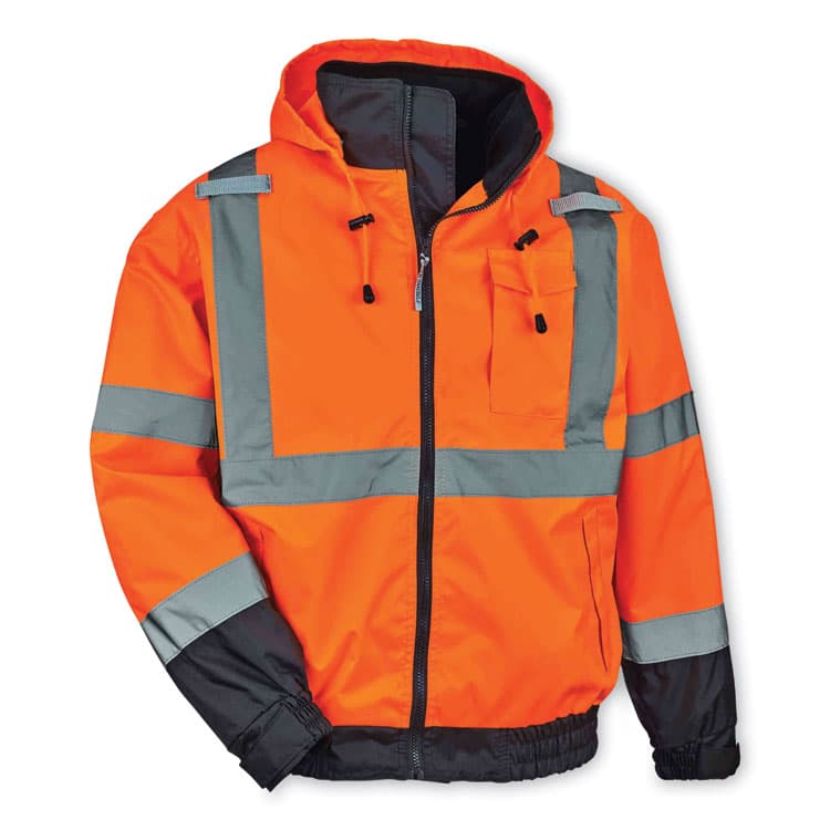 ERGODYNE CORPORATION GloWear 8379 Class 3 Hi-Vis Fleece Lined Bomber Jacket, Orange, 3X-Large (EGO24467) thumbnail 2