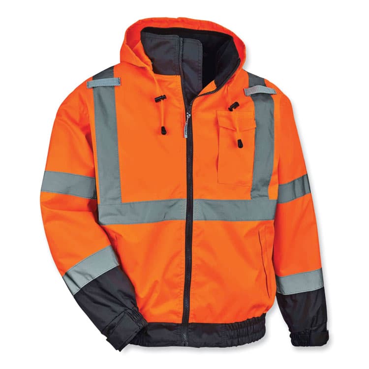 ERGODYNE CORPORATION GloWear 8379 Class 3 Hi-Vis Fleece Lined Bomber Jacket, Orange, 4X-Large (EGO24468) thumbnail 2