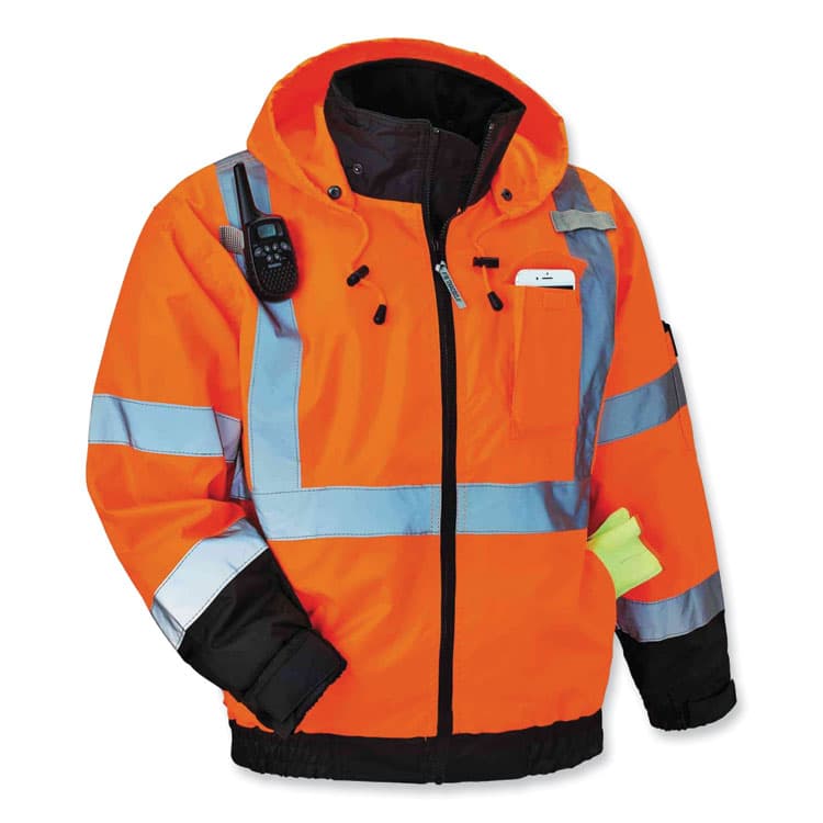 ERGODYNE CORPORATION GloWear 8379 Class 3 Hi-Vis Fleece Lined Bomber Jacket, Orange, 5X-Large (EGO24469) thumbnail 4